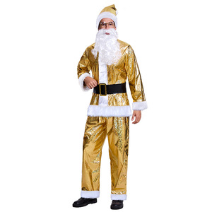 <span class=keywords><strong>Costume</strong></span> de Cosplay du Père Noël Doré <span class=keywords><strong>Costume</strong></span> de Noël pour <span class=keywords><strong>Homme</strong></span> Adulte Haut en Peluche Pantalon Chapeau Barbe Ensemble Complet <span class=keywords><strong>Costume</strong></span> de Fête Performance pour Adulte - Product Image 2