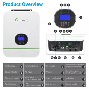 Onduleurs solaires hybrides Growatt MPPT 48V 3kW 3000W 5kW 5000W 10kW 15kW monophasés et biphasés pour systèmes solaires hors réseau et connectés au réseau - Product Image 4