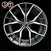 Jantes en alliage bicolores usinées noir brillant à rayons fendus pour la vente en gros aux concessionnaires de tuning automobile