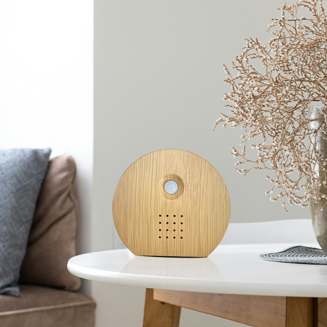 Soothing Therapy Machine with Nature Sounds, Custom Wood Print White Noise Box PIR Sensor Activated Touch Button Sound Machine