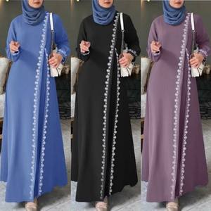 Abito Islamico Mediorientale Dubai Abaya all'Ingrosso Abaya da Donna in Pizzo a Maniche Lunghe Veste Musulmana Abito Lungo - Product Image 1