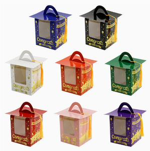 DAMAI Cute Graduation Muffin Cup Holder Window Paper Favor Box for Graduation Party Gifts Classmate Souvenirs School Celebration - Product Image 1
