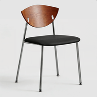Chaise de salle à manger rétro style Mid-Century Flying Bird en acier inoxydable avec dossier en bois massif, idéale pour café, restaurant, maison et salon