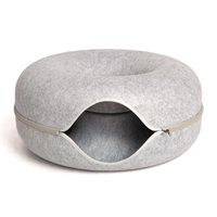 Structure composite à Double couche en feutre détachable, lavable, drôle de chat Donut Tube jouet chat trou Tunnel nid lit vente en gros