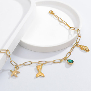 Fashion Charm <b>Bracelet</b> Zinc Alloy Gold Plated Star <b>Shell</b> Pendant Women's Summer Jewelry INS Style - Product Image 2