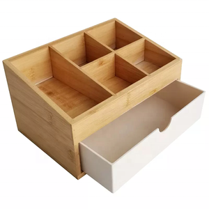 Table de coiffeuse en bambou, naturel, environnemental, cosmétique, support de rangement de bijoux, organisateur porte-tiroir présentoir - Product Image 4