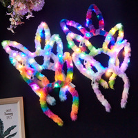 Serre-tête en peluche à 14 lumières en forme d'oreilles de lapin, avec effet lumineux clignotant, idéal pour les fêtes de Noël – Nouvelle fonctionnalité en gros