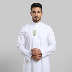 Nouvelle Thobe Saoudienne Blanche 2026 pour Hommes – Robe Arabe Musulmane Classique à Manches Longues, Jubba, Vêtement Islamique, Qamis, <span class=keywords><strong>Dishdasha</strong></span> pour Ramadan et Aïd - Product Image 6