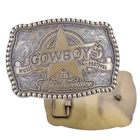 Ceinture en cuir de cowboy pour hommes, boucle de ceinture en métal de haute qualité, styliste, avec boucle