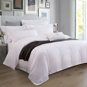 Hotel 300TC 80%cotton 20%polyester Plain White Bedding Duvet Cover Set