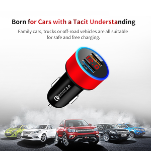Chargeur de téléphone de <span class=keywords><strong>voiture</strong></span> de <span class=keywords><strong>bonne</strong></span> <span class=keywords><strong>qualité</strong></span> avec double port USB, charge rapide QC 3.0, affichage numérique LED en métal - Product Image 4