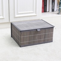 Panier de pique-nique rectangulaire en bambou fait à la main en osier tissé à la main et écologique pour les activités de plein air et le stockage d'articles divers