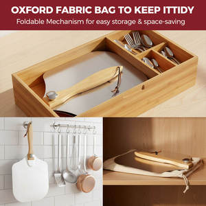 Caja con logotipo personalizable, herramienta para hornear, pala para pizza grande de aluminio plegable con mango de madera, herramienta de panadero desmontable, cortador de pasteles desechable - Product Image 5