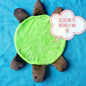 Pet Turtle Sleeping Mat Green <b>Plush</b> Round Dog Bed Warm Winter Pet Mat for Dogs Thick Soft Polyester Fiber Fill - Product Image 1