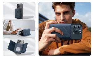 กระเป๋าแม่เหล็ก MagSafe สำหรับโทรศัพท์ น้ำหนักเบา พร้อมขาตั้ง ปรับได้ ทำจากหนัง พร้อมกล่องของขวัญ - Product Image 3