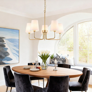 Modern Brass Chandelier 5-<b>Light</b> E26 Gold Finish <b>LED</b> <b>Ceiling</b> <b>Light</b> For Living Room Dining Room Bedroom - Product Image 3