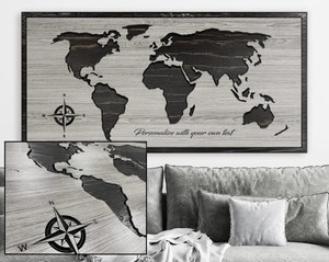 Artigianato in legno fatto a mano in legno mappa del mondo in legno inciso al Laser scava fuori il segno personalizzato decorazione della parete in metallo mappa del mondo - Product Image 4