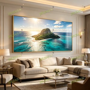 Modern <b>Islamic</b> Crystal Porcelain painting Tropical Island Wall Art Wholesale Custom Living Room Home Decor Landscape Painting - Product Image 4