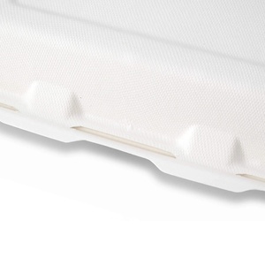 Boîtes à lunch rectangulaires compostables à deux compartiments avec couvercle à charnière en canne à sucre, 25x20 cm - Product Image 6