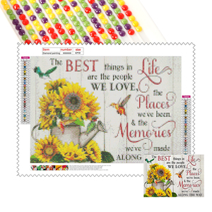 DIY Diamant Schilder Kits voor Volwassenen Zonnebloemen en Kolibries Afbeelding 5D Diamant Schilderij - Product Image 1