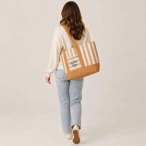 Bolso de playa de gran tamaño, de lona de algodón, reutilizable, con bolsillo interior para mujer, para vacaciones de verano, natación, viajes. - Product Image 4