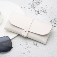 Usine Stock En Gros Pas Cher Personnalisé Logo Rectangle Lunettes De Soleil Cas Bouton Pression Flip Souple En Cuir Pu Myopie Lunettes Sac De Rangement