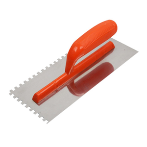 Plastering trowel with teeth, made of Carbon steel, plastic handle, Solid structure, construction and decoration tools