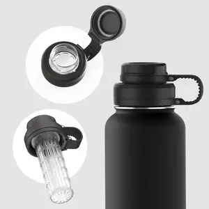 Hot Sell Custom Sports Water Bottle Dark Green Stainless Steel Double Wall Insulated Tumbler With Lid For Gym