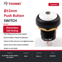 Interrupteur à bouton-poussoir autobloquant TOOWEI 4A 125VAC, boîtier en plastique noir