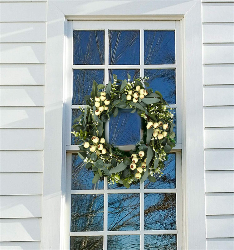 Artificial Eucalyptus Wreath Leaves for Front Door Wall Window Farmhouse Decoration