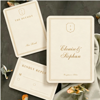 Ensemble d'invitations de mariage de luxe, enveloppes et cartes de réponse avec papier fantaisie, design personnalisé, estampage à chaud et impression numérique