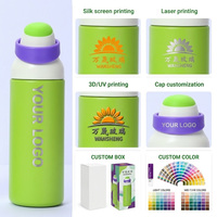 Bouteille d'eau portable isotherme sous vide en acier inoxydable 316 de 18,25 oz avec poignée et couvercle à paille, design contrasté, pour activités de plein air et salle de sport