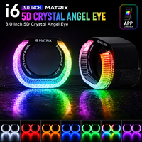 Lampe de décoration de phare de voiture à LED RGB 5D Crystal Angel Eye de 3,0 pouces, contrôle par application, vente chaude