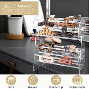 Acrylic Hair Clip Storage Rack Double Layer 360 Degree Rotation Display Organizer For Claw Shark Clips Daily Use - Product Image 5