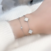 Bracelet H2 Jewelry plaqué or tendance avec coquillage porte-bonheur et ZIRCON, double empilable pour femme - Cadeau de mariage ou de fête