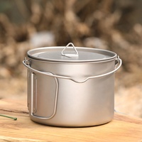 Vaisselle de camping Ensemble d'ustensiles de cuisine en titane Chaudron de tourisme Pot de cuisson extérieur 900ml Pique-nique Cuisine Randonnée Trekking
