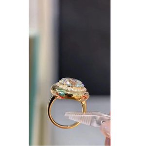 7CT Round Cut Lab Grown <b>Diamond</b> Halo Engagement <b>Ring</b> Luxury Statement Bridal Fine Jewelry for Women - Product Image 1