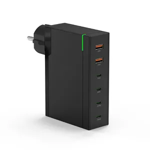 4 USB C + 2 USB 200W רב יציאת 6 יציאת פ"ד סוג C גן קיר מטען כוח מתאם עם PD3.0 עבור מחשב נייד וטלפון
