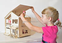 Kit de maison de poupée personnalisable, maison de poupée en bois pour enfants, grande maison de poupée avec ensemble de meubles