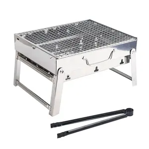 Le migliori vendite personalizzate in acciaio inossidabile Kebab portatile di piccole dimensioni a carbone pieghevole Mini griglie per barbecue all'aperto