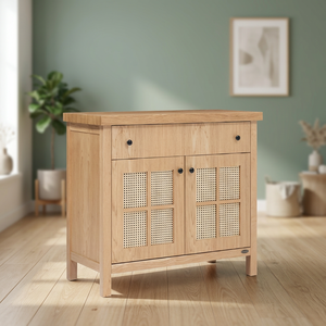 Buffet de rangement en chêne massif traditionnel avec portes à panneaux plats pour salon, chambre et salle à manger - Product Image 3
