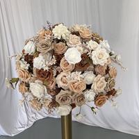 Décoration florale de mariage faite à la main ML, magnifique centre de table en fausses fleurs de soie blanches, brunes et beiges de 1,5 m pour Pâques, Noël et la rentrée scolaire