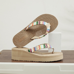 Sandalias <span class=keywords><strong>de</strong></span> cuña tejidas <span class=keywords><strong>de</strong></span> nuevo estilo para mujer, <span class=keywords><strong>de</strong></span> PP, para playa, informales, <span class=keywords><strong>con</strong></span> <span class=keywords><strong>suela</strong></span> gruesa para exteriores, suministro directo <span class=keywords><strong>de</strong></span> fábrica. - Product Image 2