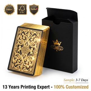 OEM Black Core Playing Cards Custom Logo Gold Foil Embossed Glossy Blank Printed Card <strong>Deck</strong> With Box - Product Image 1