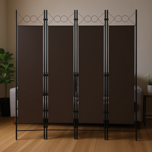 Paravent pliable 4 panneaux marron 63 x 70,9 pouces, design minimaliste, structure en tissu - Product Image 2