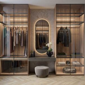 Armoire YALIG, armoire en bois, armoire de chambre à coucher, meubles de chambre à coucher, armoire coulissante avec miroir - Product Image 3