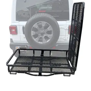 Heavy Duty Luggage Basket 500LBS Car Rear Folding Mount Hitch Cargo Carrier With Mobility Ramp