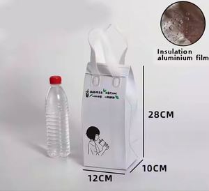 Custom Non Woven Eco Disposable Waterproof Thermal Take for Single Cup Drink Tote Package <b>Cooler</b> Lunch Bags Insulated Zipper - Product Image 4