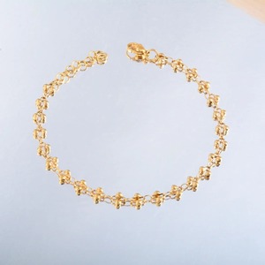 Bracelet en acier inoxydable en forme de fleur, couleur or et argent, motif croisé, chaîne faite à la main pour femme, cadeau de bijoux - Product Image 3