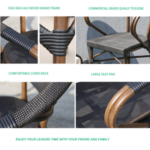 Коммерческий класс, французский открытый сад, ресторан, штабелируемые алюминиевые бистро, кафе, стулья, набор мебели для патио - Product Image 4